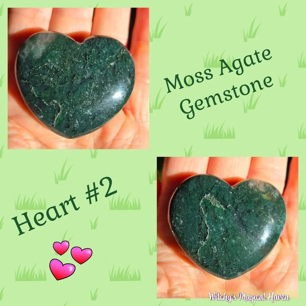 Moss Agate Gemstone Crystal Hearts